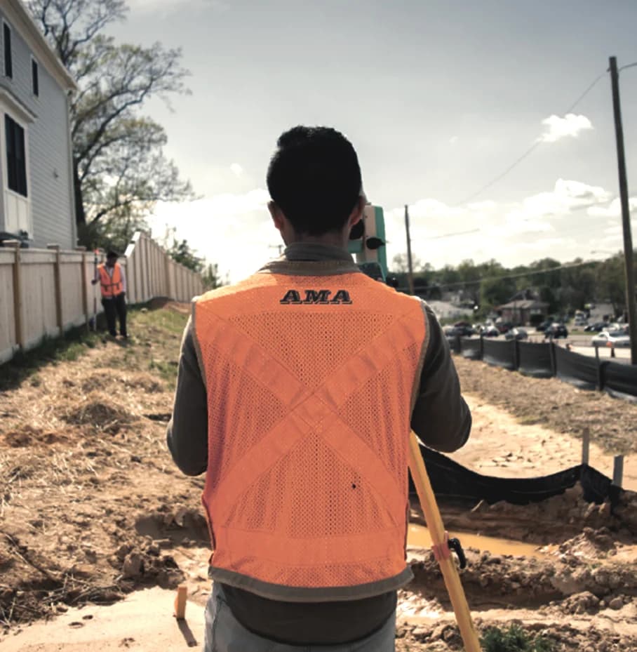 AMA Engineers field crew running construction layout on site
